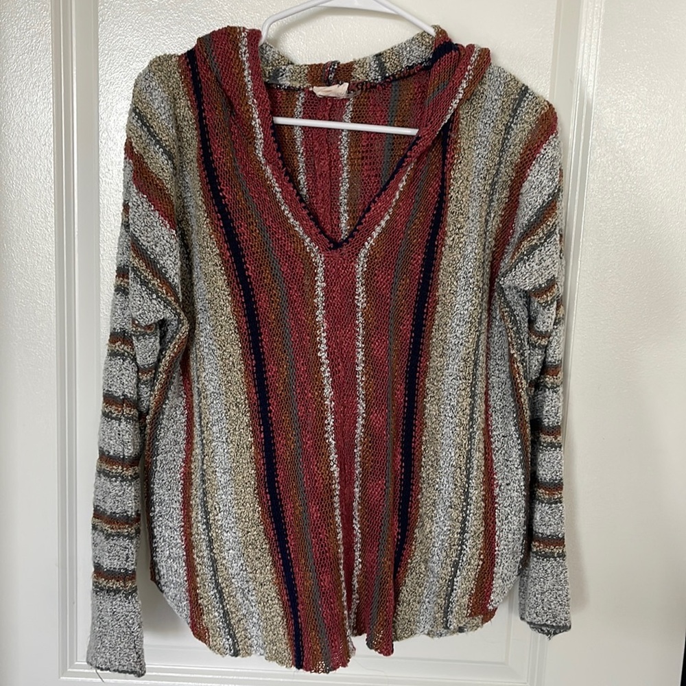 Blush multicolor sweater with hood